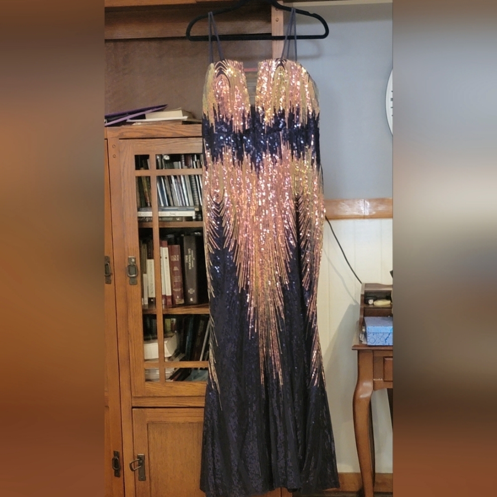 3x Miss Ord Navy with gold and light pink sequn.